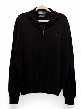 Polo by Ralph Lauren Mens Black Half-Zip Sweater-Size XXL